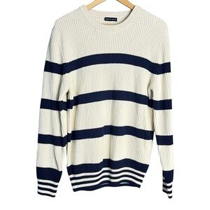 North Sails Men’s Crewneck Sweater Cream Navy Size Large NWT